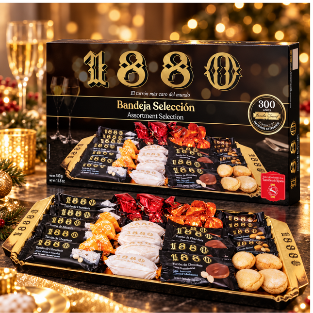 1880 Bandeja Selección 450 g met meer dan 35 Spaanse turrón en kerstzoetigheden