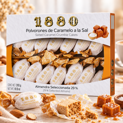 1880 Spaanse polvorones met salted caramel en 29% amandel 310 g