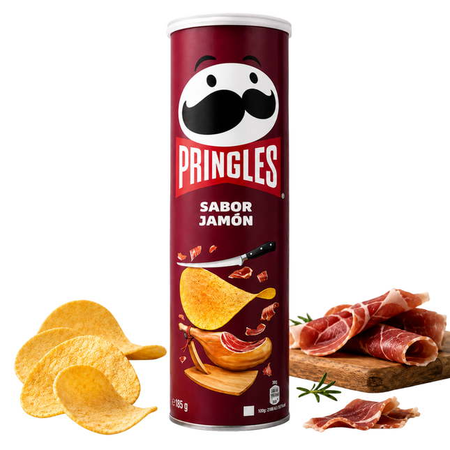 Koker Pringles Jamón chips met hamsmaak 185 gram
